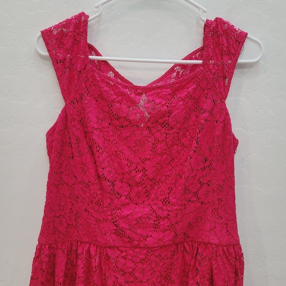 Jessica Simpson Pink Cap Sleeve Lace Dress Women's Size 6 - Picture 13 of 13